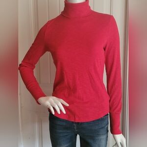 GAP Women's Modern Red Long Sleeve Ribbed Turtleneck S